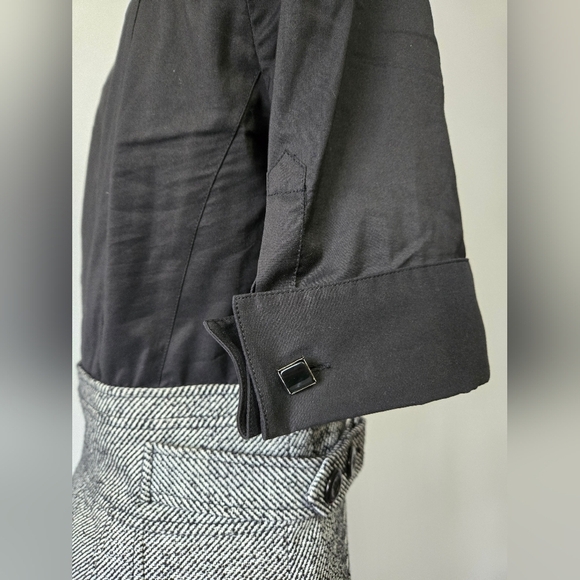 Ecocci Black and Grey Ruffled Cotton Top And Wool Blend Bottom Dress. Size 0 - Picture 5 of 13